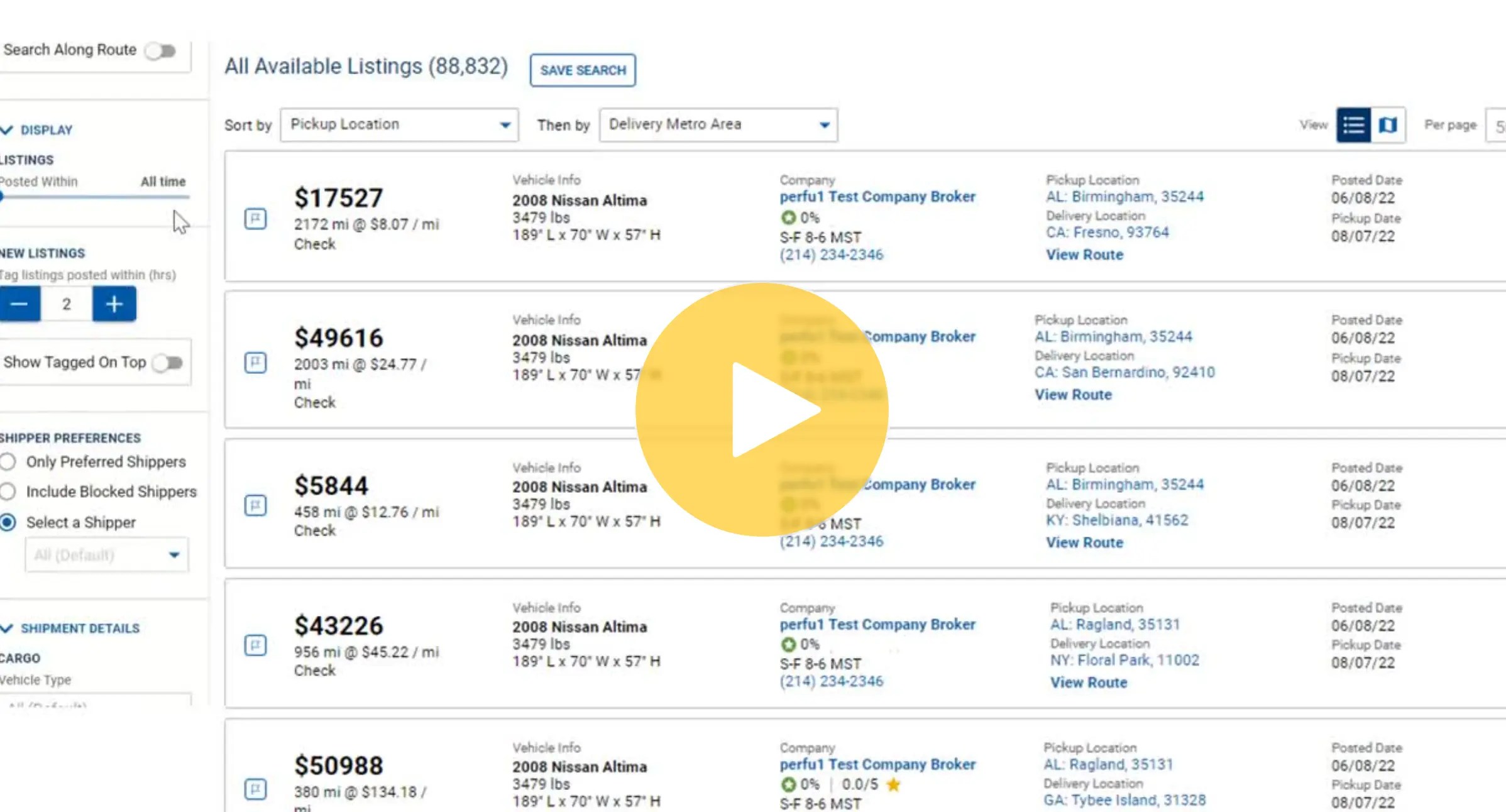 Overview of Search Listings Page Video